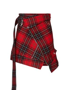 MONSE -Plaid Moto Skirt with Belt Detail - Women